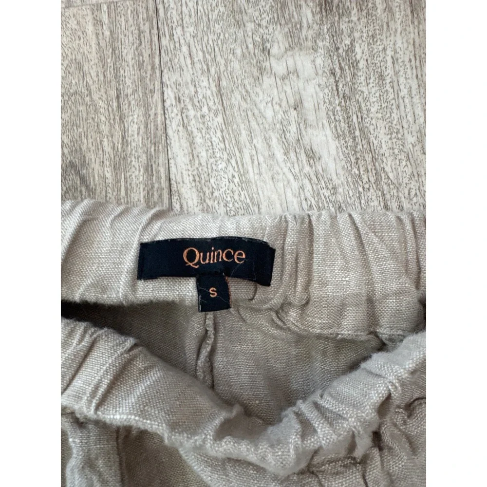 Quince 100% European Linen Tapered Ankle Pants Flax Beige Small